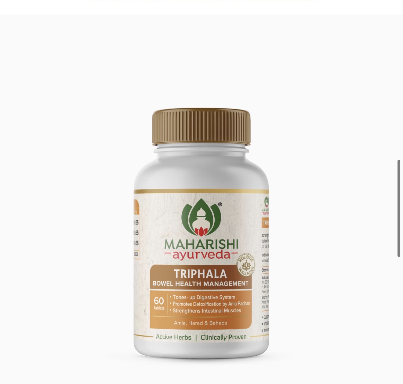 مکمل آیورودایی بر پایه ترکیب سه میوه گیاهی آملا (Amla)، هاریتاکی (Haritaki) و بیبهیتاکی (Bibhitaki).۶۰ عددی